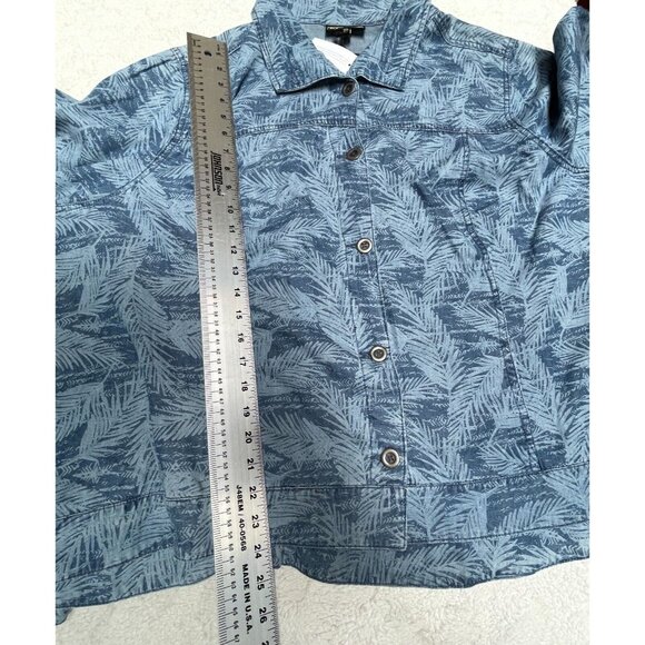 DG2 By Diane Gilman Women Palm Chambray Jacket Plus Size 2X Blue Lightweight New - Picture 8 of 9